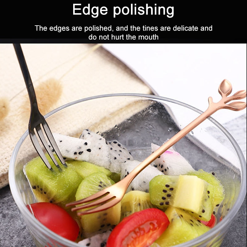 4pcs Creative Branch Leaves Spoon Fork Stirring Spoon Fruit Tableware | Stornfield