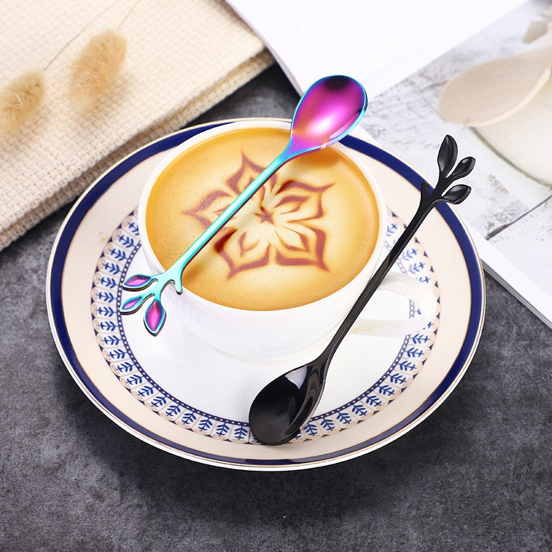 4pcs Creative Branch Leaves Spoon Fork Stirring Spoon Fruit Tableware | Stornfield