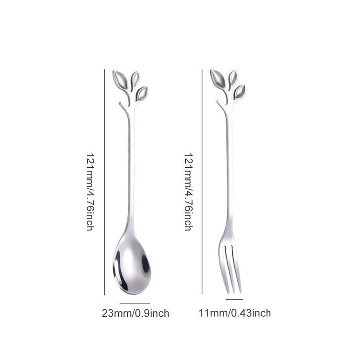 4pcs Creative Branch Leaves Spoon Fork Stirring Spoon Fruit Tableware | Stornfield