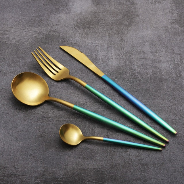 4pcs Restaurant Of Platinum Creative Colorful Kitchen Cutlery Set | Stornfield