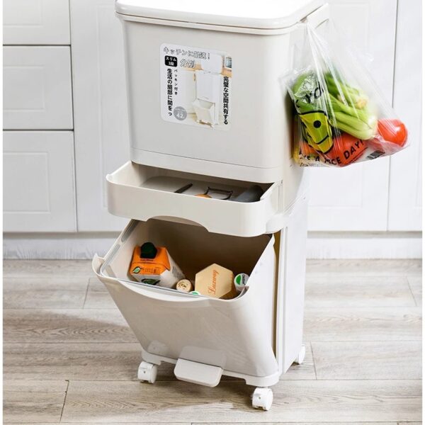 3-Layer Storage Dustbin With Wheels 42L Stornfield