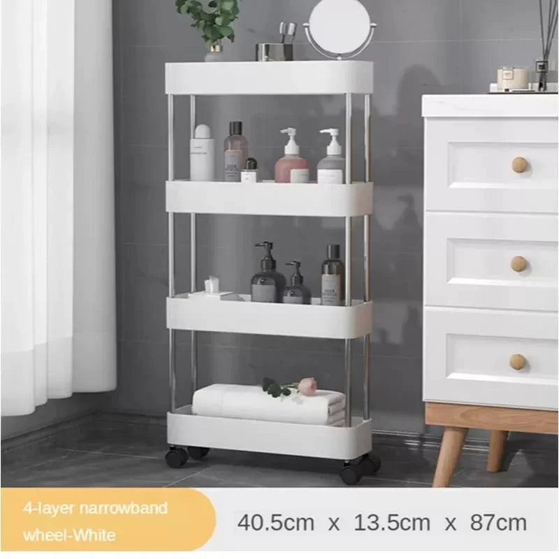 4 Tier Slim Storage Cart Kitchen Bathroom Mobile Shelving with Moving Wheels Stornfield