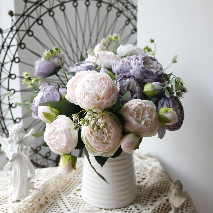 Stornfield | Blossom Collection: Exquisite 5-Head Silk Flower Bouquet