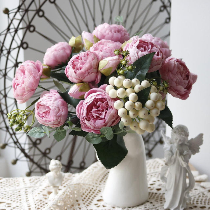 Stornfield | Blossom Collection: Exquisite 5-Head Silk Flower Bouquet