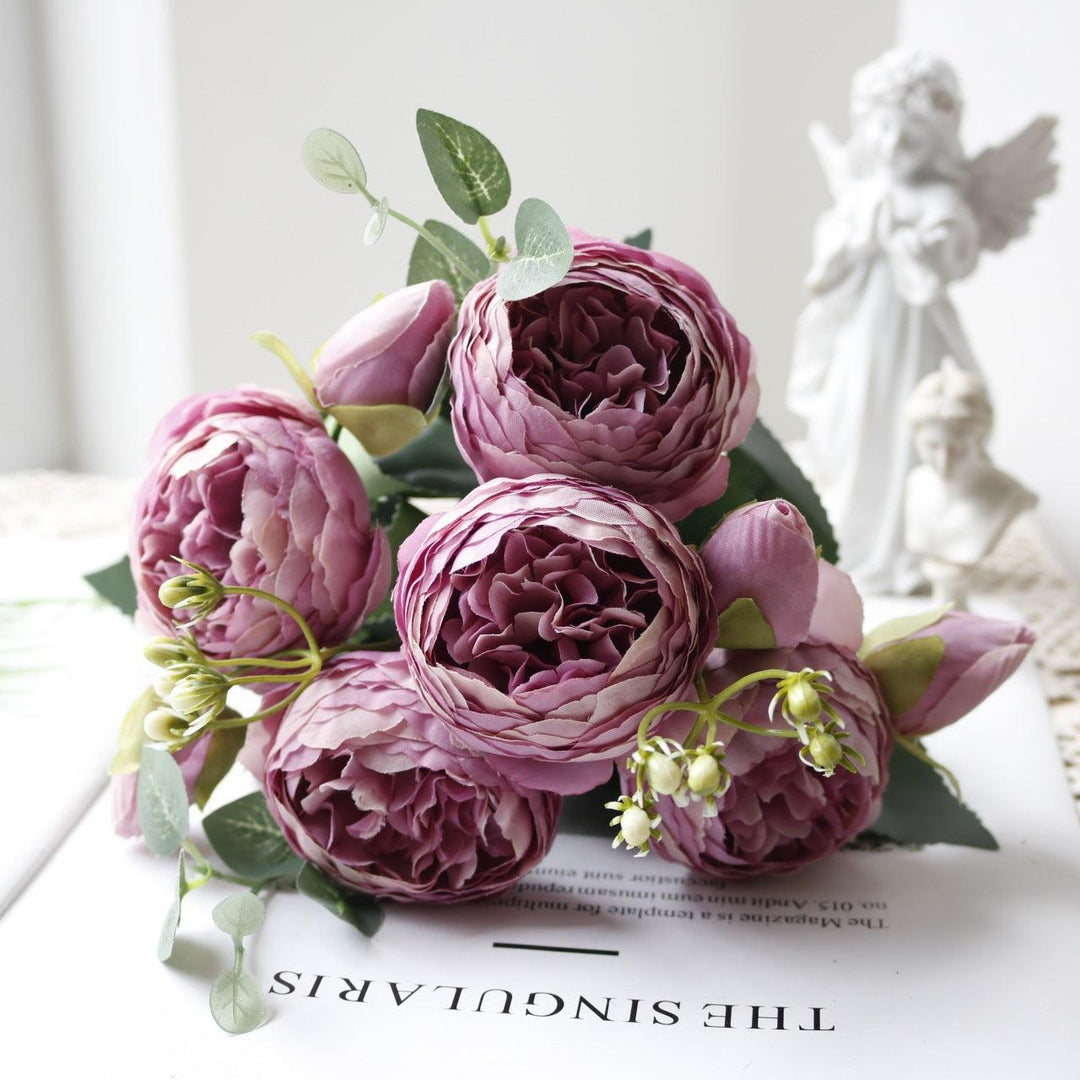 Stornfield | Blossom Collection: Exquisite 5-Head Silk Flower Bouquet