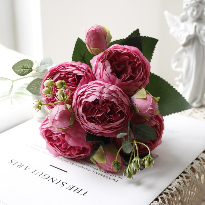 Stornfield | Blossom Collection: Exquisite 5-Head Silk Flower Bouquet