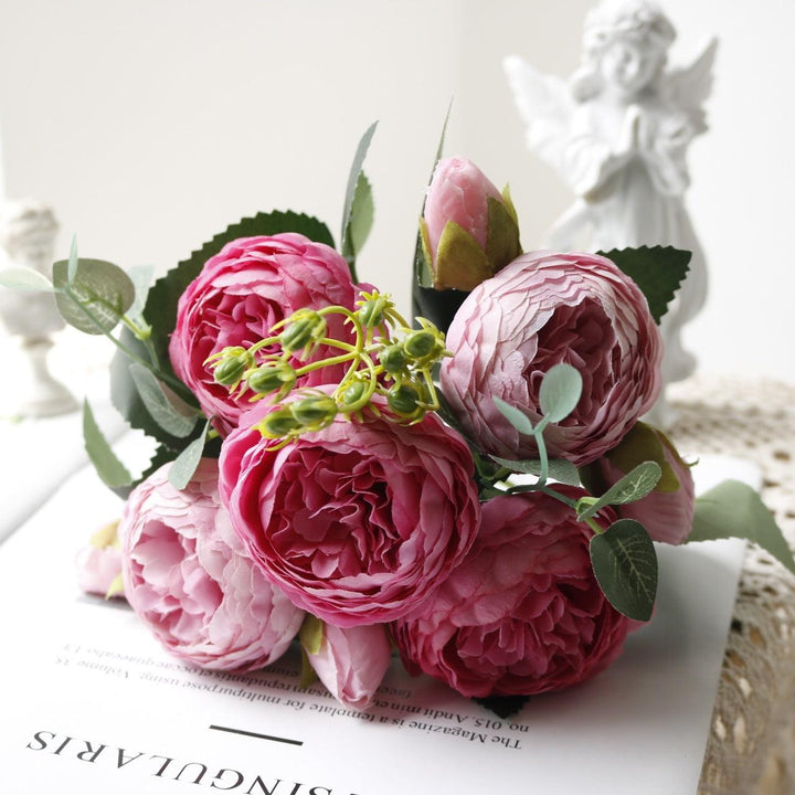 Stornfield | Blossom Collection: Exquisite 5-Head Silk Flower Bouquet