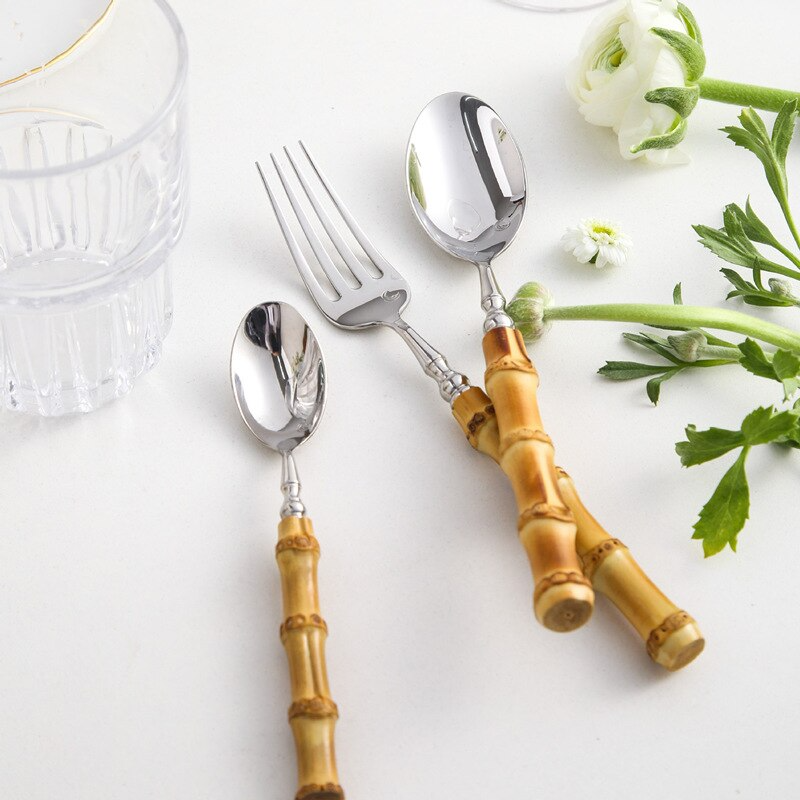 Arashiyama Bamboo & Stainless Steel Cutlery Set – Natural Elegance | Stornfield