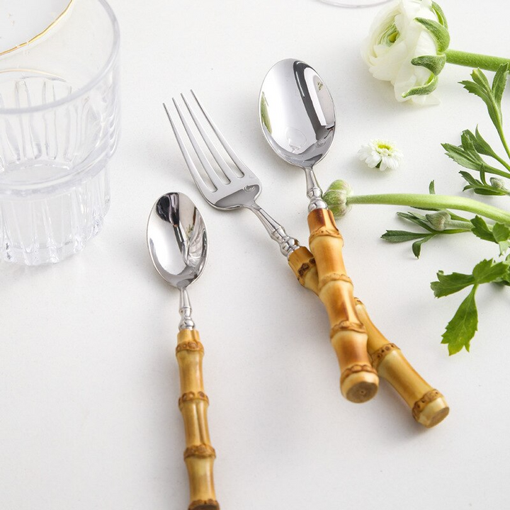 Arashiyama Bamboo & Stainless Steel Cutlery Set – Natural Elegance | Stornfield