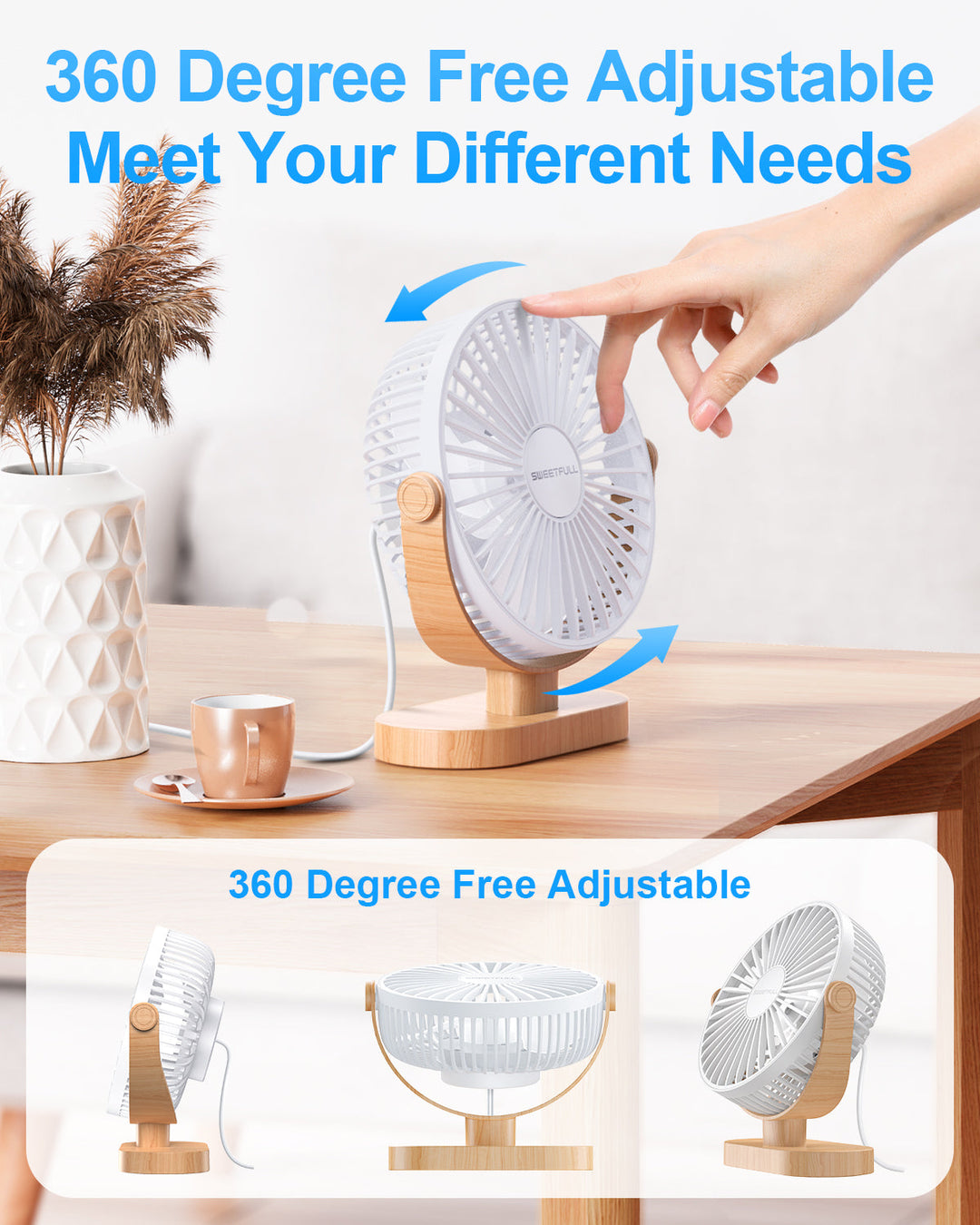 6.5 Inch USB Small Desk Fan for Home Office Car Outdoor Travel | Stornfield