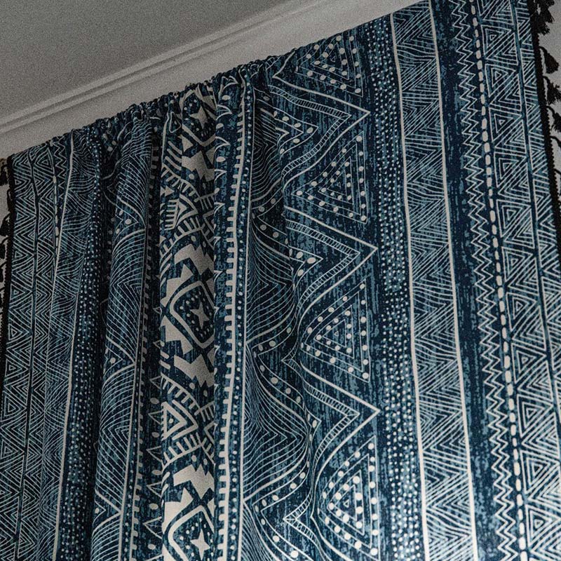 Stornfield | Blue Geometric Pattern Light Filtering Curtain