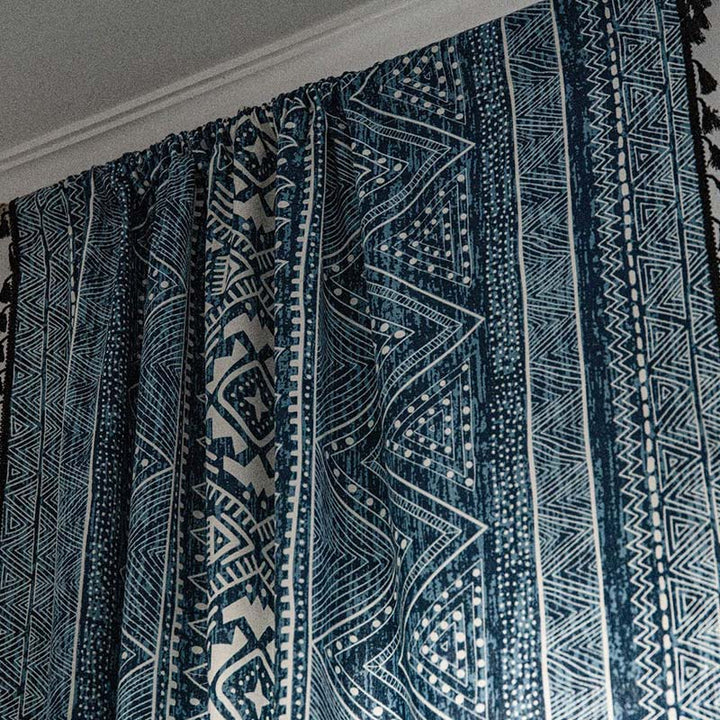 Stornfield | Blue Geometric Pattern Light Filtering Curtain