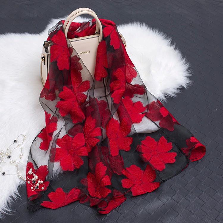 Stornfield | Silk scarf with cut flowers hollow motif
