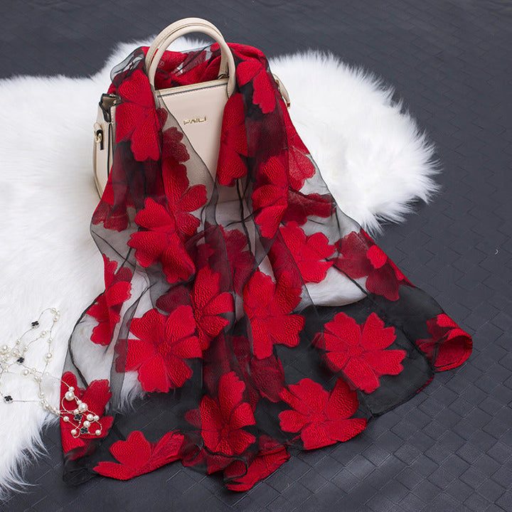 Stornfield | Silk scarf with cut flowers hollow motif
