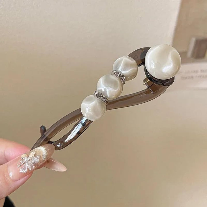 Elegant Rose Pearl Twist Hair Clip Stornfield