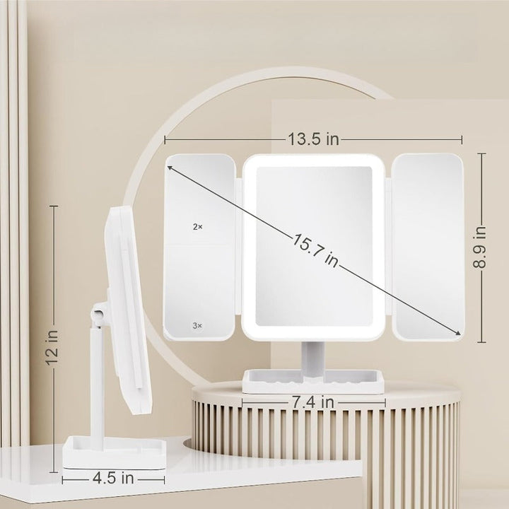 Stornfield Tri-Fold LED Makeup Mirror