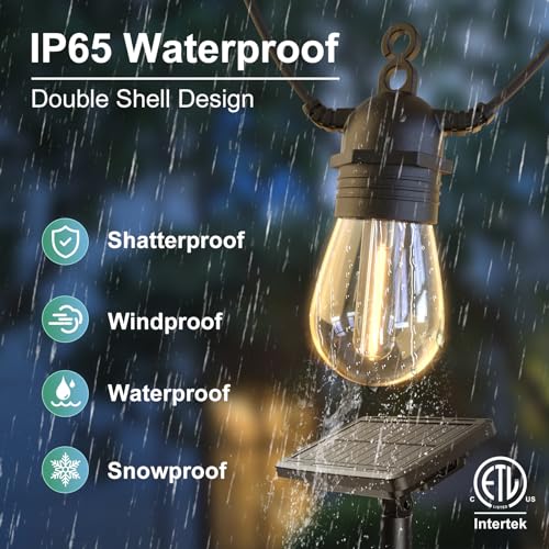 Stornfield | 52ft Solar String Lights Outdoor with Remote, Warm White