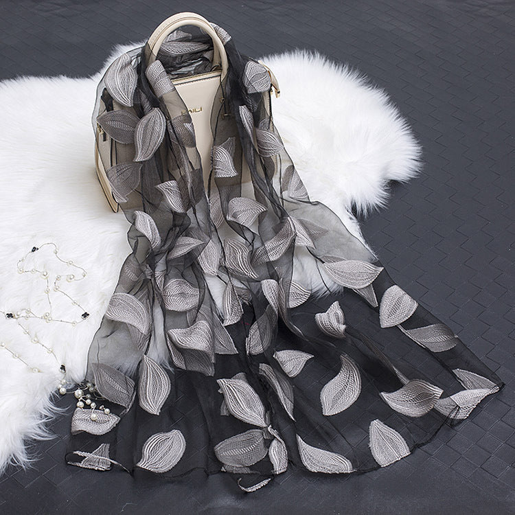 Stornfield | Silk scarf with cut flowers hollow motif
