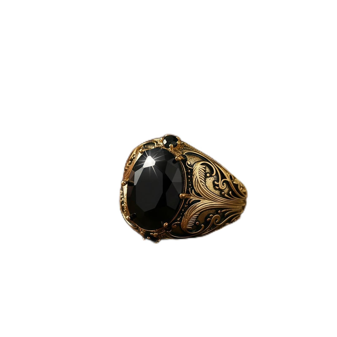 Engraved Men's Black Stone Ring Stornfield