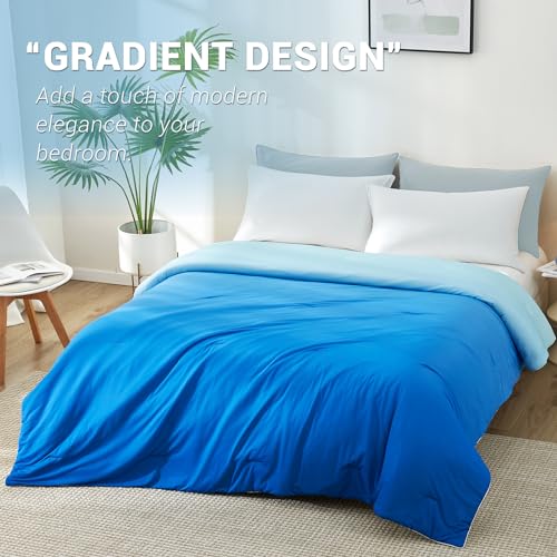 Cooling Comforter Absorbs Body Heat to Keep Cool, Double-Sided Cooling Blanket for Hot Sleepers  Cool Fabric Q-Max>0.5, Lightweight Summer Comforter Cold Blanket, Gradient Dark Blue | Stornfield