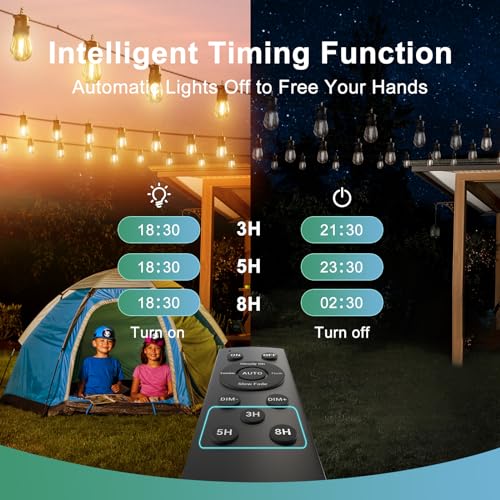 Stornfield | 52ft Solar String Lights Outdoor with Remote, Warm White