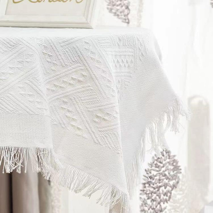 Stornfield | Modern Waffle Tablecloth, Knitted Lace Fabric Coffee Cloth, Round Tablecloth, Rectangular Tablecloth