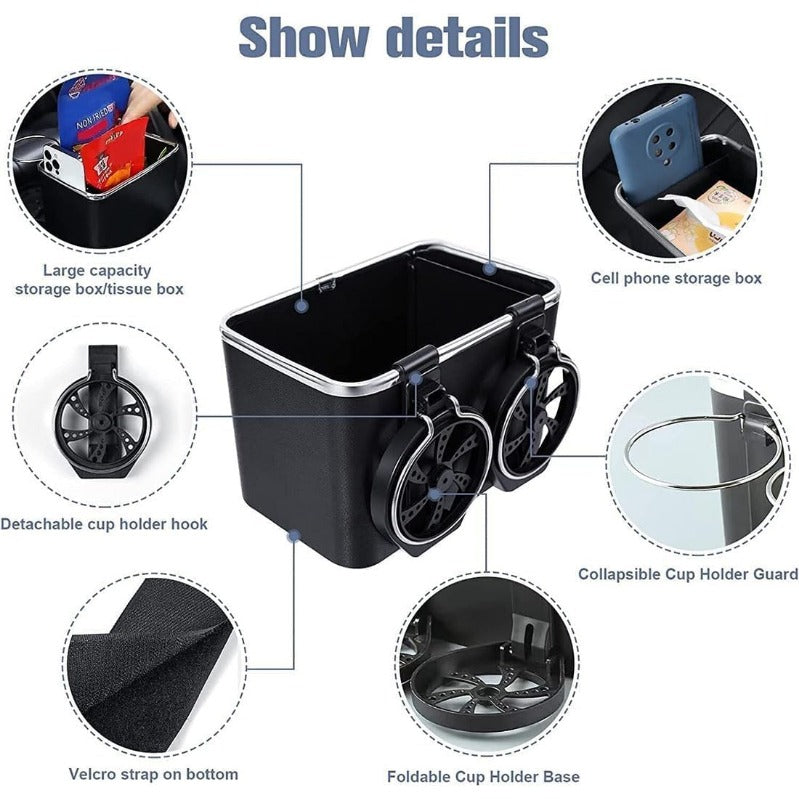 Armrest Organizer with Twin Fold-Flat Cup Holders Stornfield