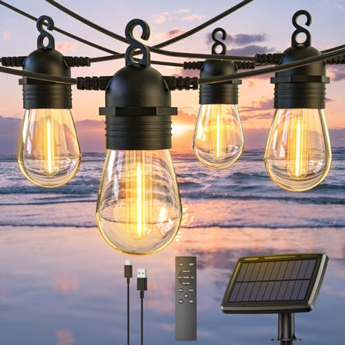 Stornfield | 52ft Solar String Lights Outdoor with Remote, Warm White