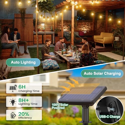 Stornfield | 52ft Solar String Lights Outdoor with Remote, Warm White