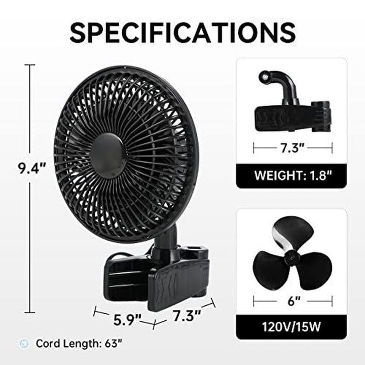 Grow Tent Poles Clip Fan Monkey Fan 6inch black | Stornfield