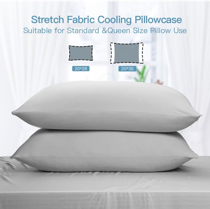 2-Pack Cooling Pillowcases – Q-Max >0.5 , Anti-Static, Hidden Zipper,, Color Gray | Stornfield