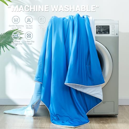 Cooling Comforter Absorbs Body Heat to Keep Cool, Double-Sided Cooling Blanket for Hot Sleepers  Cool Fabric Q-Max>0.5, Lightweight Summer Comforter Cold Blanket, Gradient Dark Blue | Stornfield