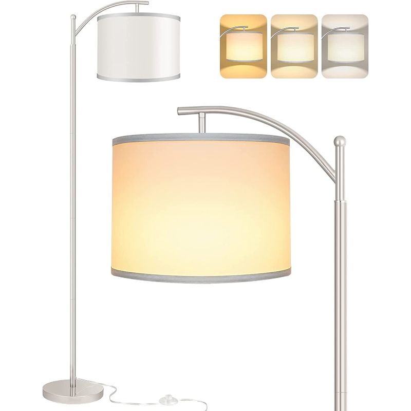 Stornfield | Floor Lamp with 3-Color Temperature LED Bulb, Tall Industrial Reading Floor Lamp for Bedroom, Office, White Lampshade Included