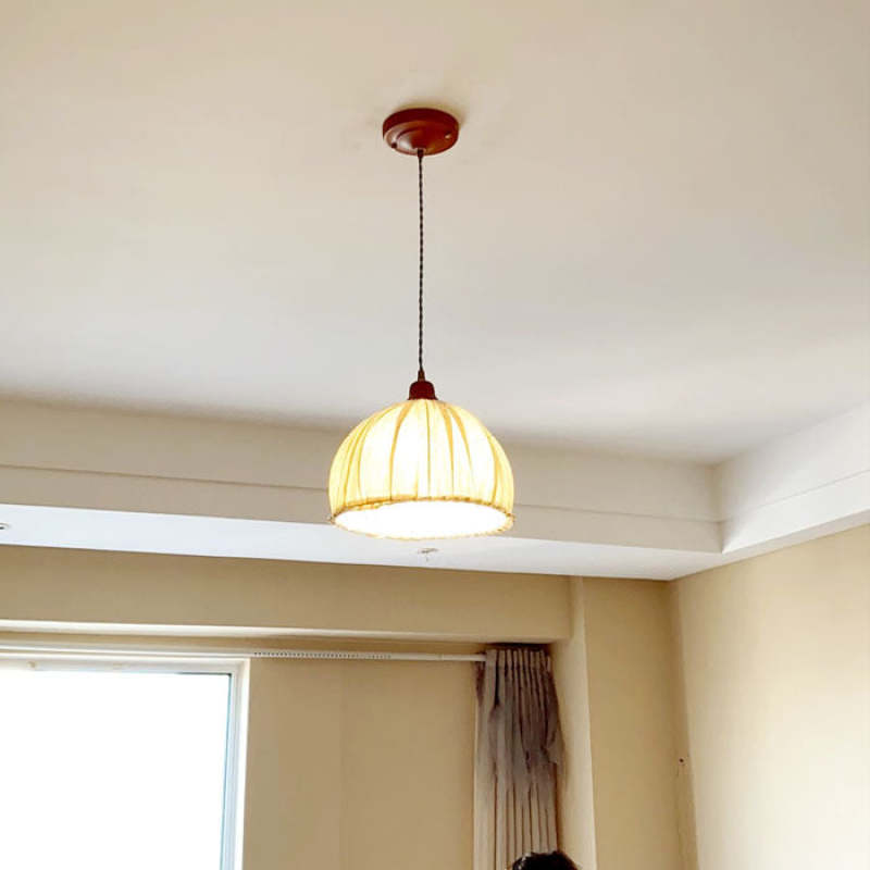 EcoLume - Minimalist Scandinavian LED Pendant Light Beige Fabric Shade, AdjustaStornfielde for Living Room and Dining Room | Stornfield