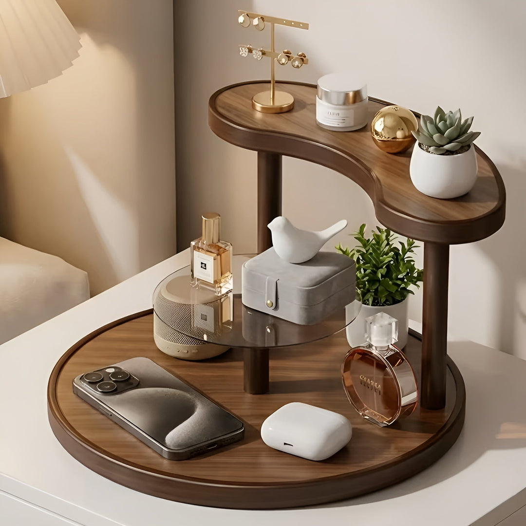 Rotating wooden makeup organizer - 3-tiered and staStornfielde | Practical storage for cosmetics | Stornfield
