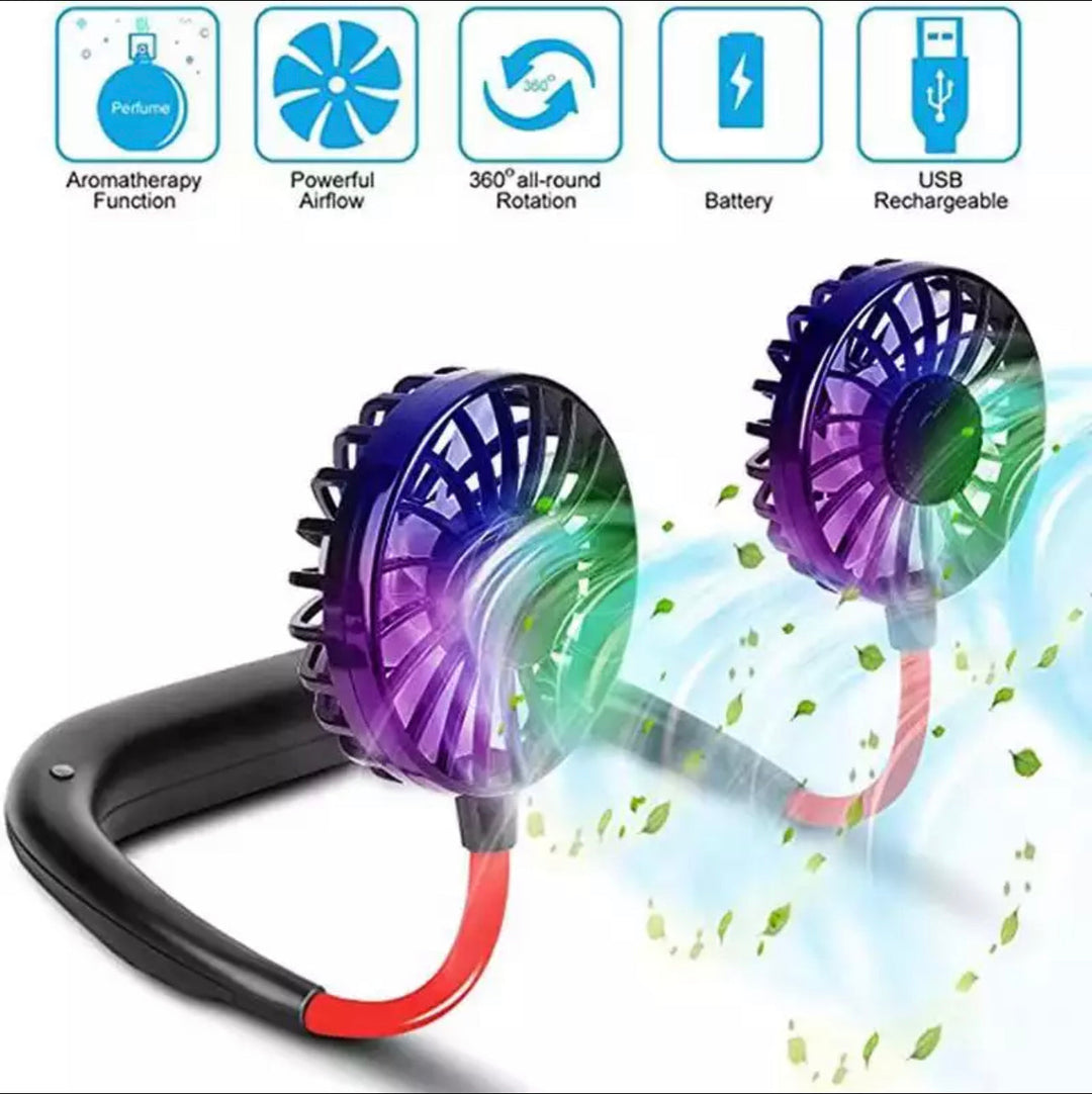 USBPortable Fan Cold Fan Hands Free Neck Fan Hanging Rechargeable Mini Sports Fan | Stornfield