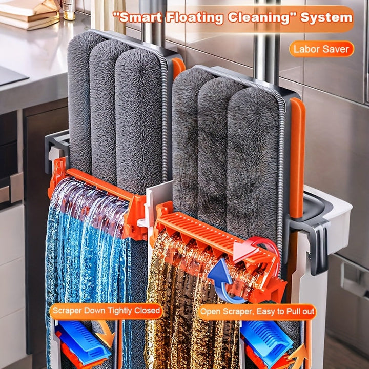 Flat mop set with bucket & wringing system | Stornfield