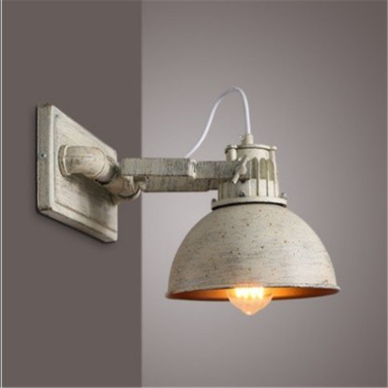 Dome Metal Wall Mount Sconce Antiqued 1 Head Living Room Adjustable Wall Light Fixture in White with Handle | Stornfield