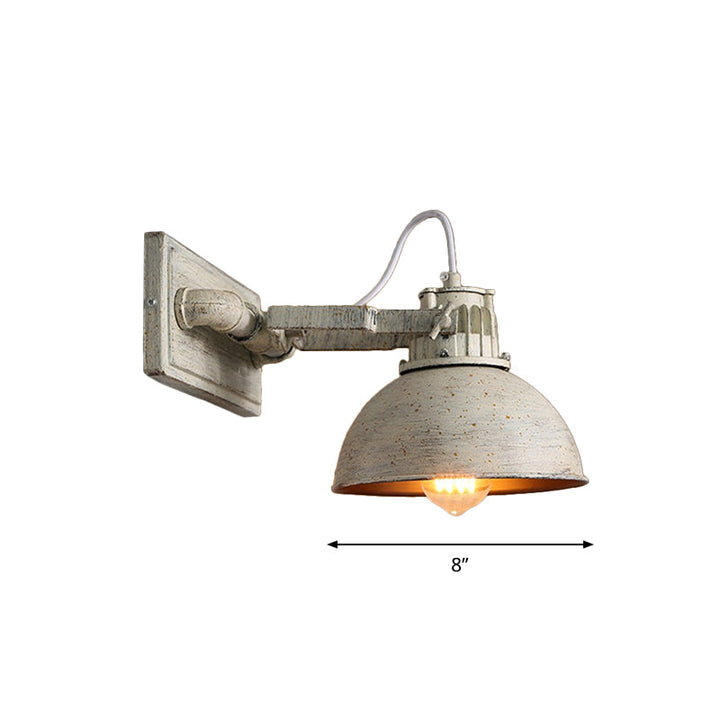 Dome Metal Wall Mount Sconce Antiqued 1 Head Living Room Adjustable Wall Light Fixture in White with Handle | Stornfield