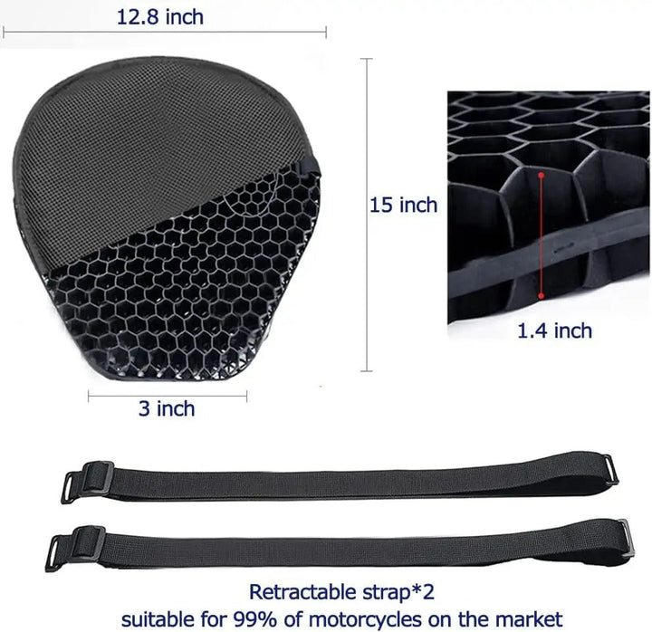 Stornfield | HoneyRide – 3D Honeycomb Shock-Relief Motorcycle Seat Cushion