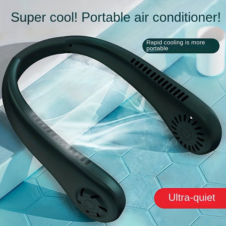 1pc Hands-Free Portable Neck Fan - Rechargeable, Leafless, and USB Powered - Perfect for Desk and Travel Use | Stornfield