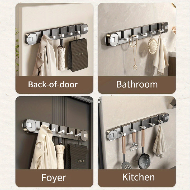 Wall Hook Panel Without Drilling – OrganizePlus Hidden 5-Hook Rack | Stornfield