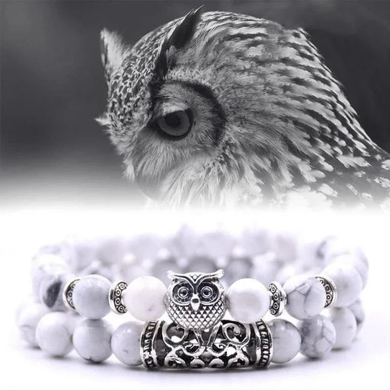 Stornfield | Bracelet en pierre naturelle avec charme hibou