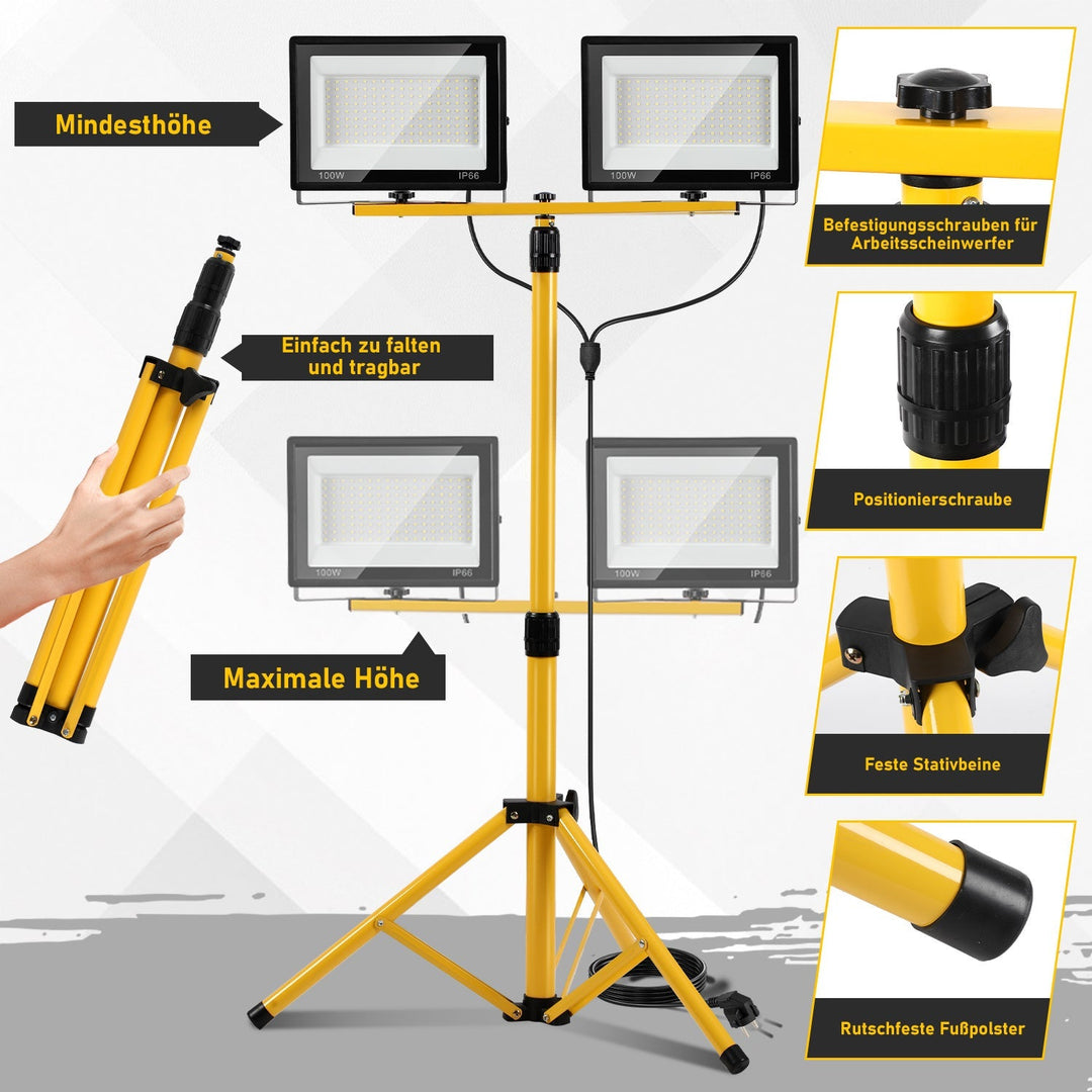 LED Construction Spotlight 2 x 50W/100W/200W with Tripod Adjustable | Stornfield