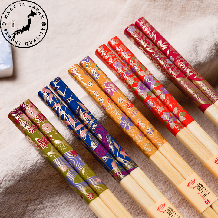 Japanese Botanical Handcrafted Bamboo Chopsticks Set of 5 | Stornfield
