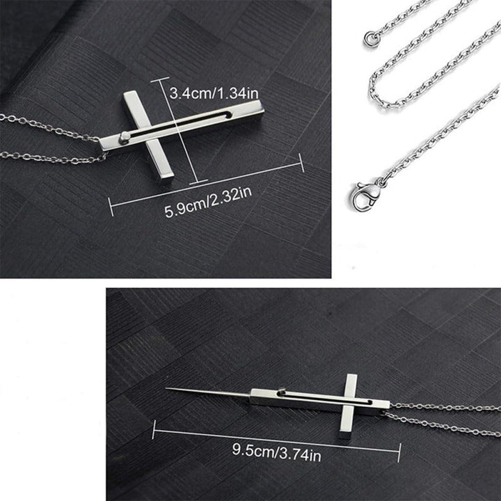 Stornfield | Retractable Toothpick Necklace with Stainless Steel Cross Pendant
