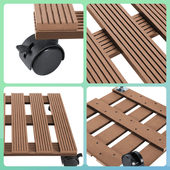 WPC Plant Roller Square with Wheels Load Capacity 80 kg | Stornfield