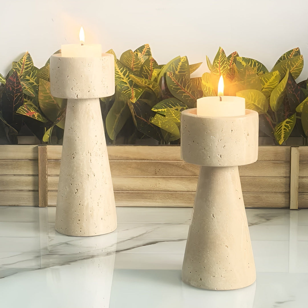 MarStornfielde candle holder made of natural stone – Elegant & Decorative | Polished for taStornfielde, wedding and living space | Stornfield