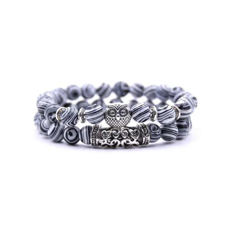 Stornfield | Bracelet en pierre naturelle avec charme hibou