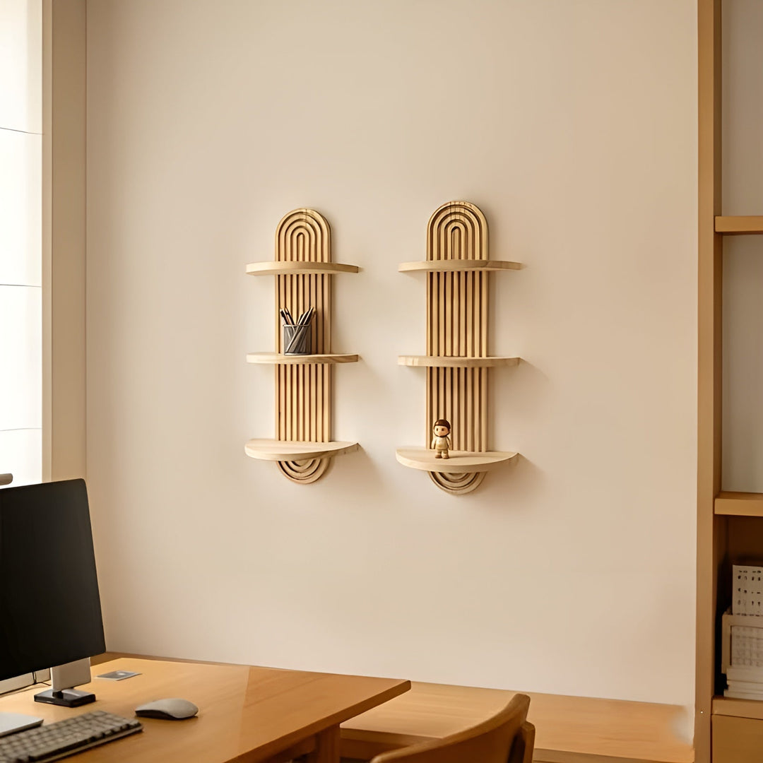 Boho Wall Shelf Made of Solid Wood – Multi-Tier and Space-Saving | For Living Room, Bedroom, and Hallway | Stornfield